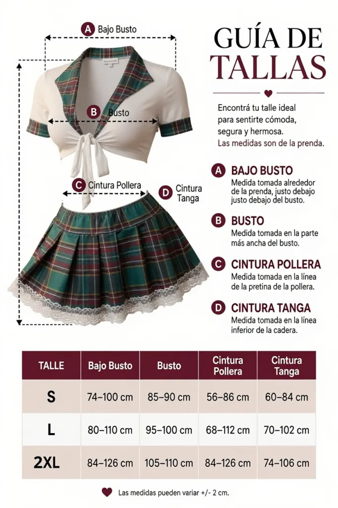 Disfraz Colegiala Escoces Blanco (AL251) Talle 80 al 110