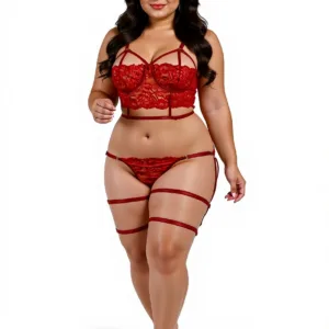 Conjunto Lenceria con Portaligas y Arnes (art 2017) Talle 85 al 120: imagen 10